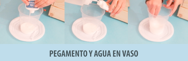 pegamento y agua en vaso